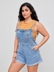 Denim Pocket Ultra Short Romper Curve & Plus
