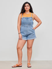 Denim Pocket Ultra Short Romper Curve & Plus