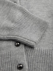 Knit Round Neckline Solid Button Cardigan