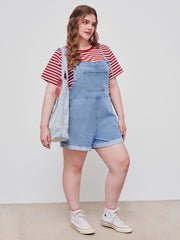 Denim Pocket Ultra Short Romper Curve & Plus
