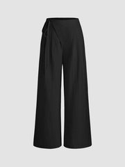 Crossover Waistband Linen Trouser