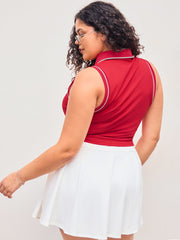 CIDERAIRY™ Collar Contrasting Binding Button Crop Top Curve & Plus