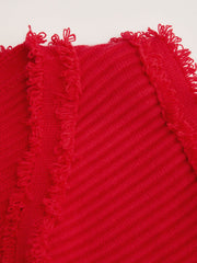 Knit V-neck Solid Raw Hem Texture Crop Vest