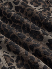 Denim Round Neckline Leopard Jacket
