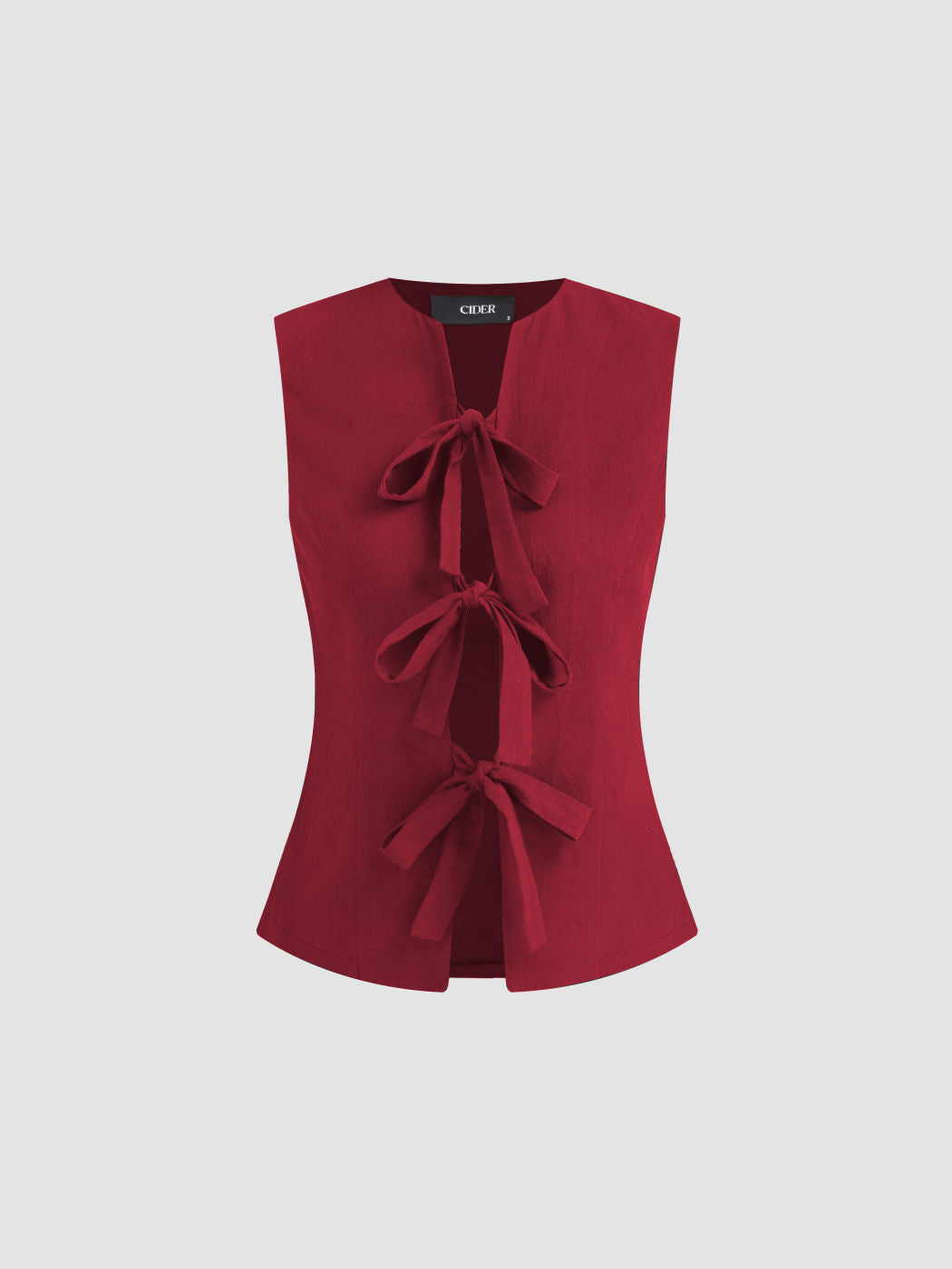 100% Cotton Round Neck Solid Bowknot Sleeveless Vest