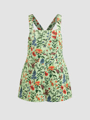 Updated Fabric Corduroy Square Neck Floral Pocket Romper Curve & Plus