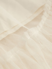 Voluminous Mesh Mid Rise Layered Tulle Ruffle Hem Solid Maxi Skirt Curve & Plus