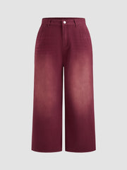 Denim Solid Pocket Baggy Jeans Curve & Plus