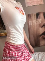 Gingham Floral Trim Bloomers Shorts
