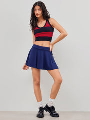 Knit Scoop Neckline Striped Crop Tank Top