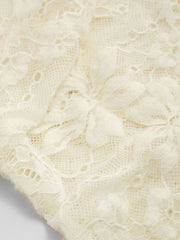 Lace Boat Neckline Solid Knotted Long Sleeve Top
