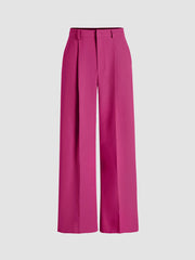 Petite Mid Rise Pleated Straight Leg Pants
