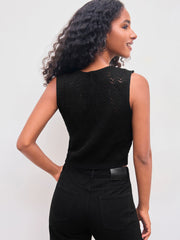 Round Neckline Lace Bowknot Crop Vest