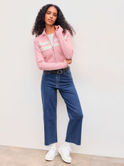 High Neck Lace Trim Cardigan