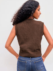 Knit V-neck Retro Flower Crop Vest