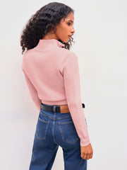 High Neck Lace Trim Cardigan