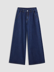 Cider Denim Mid Rise Solid Pocket Baggy Jeans