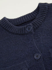 Round Neckline Solid Button Cardigan