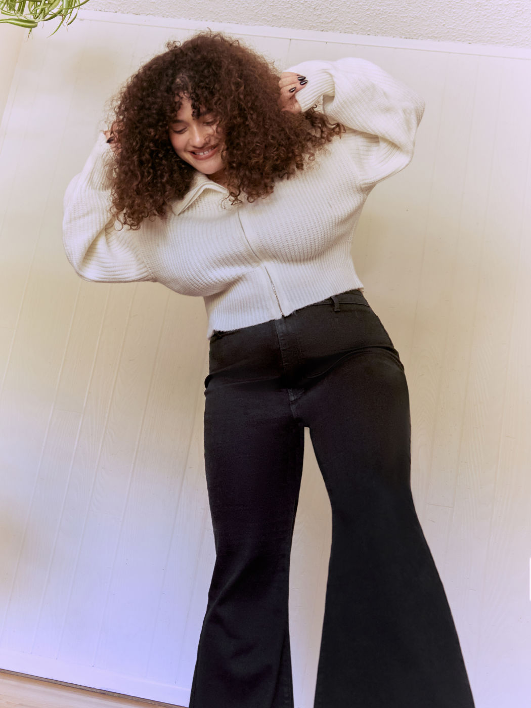 Solid Knit Polo Zipper Cardigan Curve & Plus