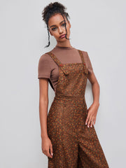 Square Neck Floral Pocket Wide Leg Jumpsuit