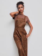 Square Neck Floral Pocket Wide Leg Jumpsuit