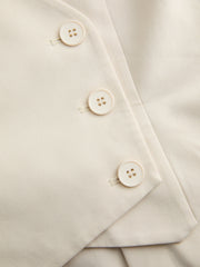 V-neck Solid Wrap Button Pocket Vest Jumpsuit