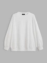 Cotton-blend Round Neckline Solid Sweatshirt Curve & Plus