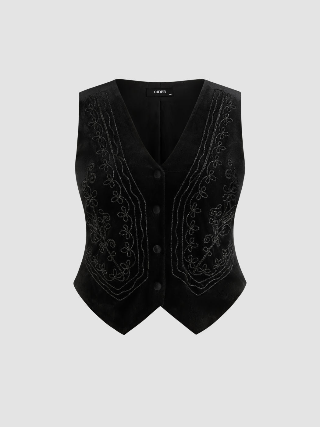 Velvet V-neck Aztec Button Jacket Vest Curve & Plus