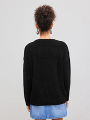 Wool-blend Round Neckline Butterfly Mushroom Applique Knitted Sweater