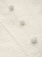 Tweed Square Neck Solid Button Bubble Hem Mini Dress