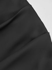 Satin Cowl Neck Solid Ruched Criss Cross Split Maxi Dress