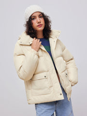 Hooded Solid Pocket Oversized Puffer