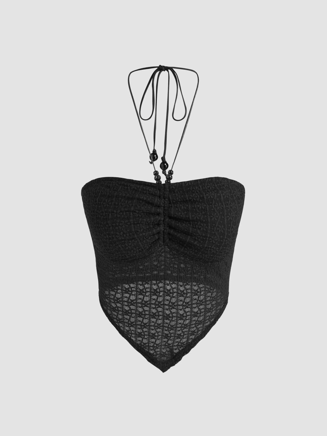 Halter Ruched Knotted Tank Crop Top