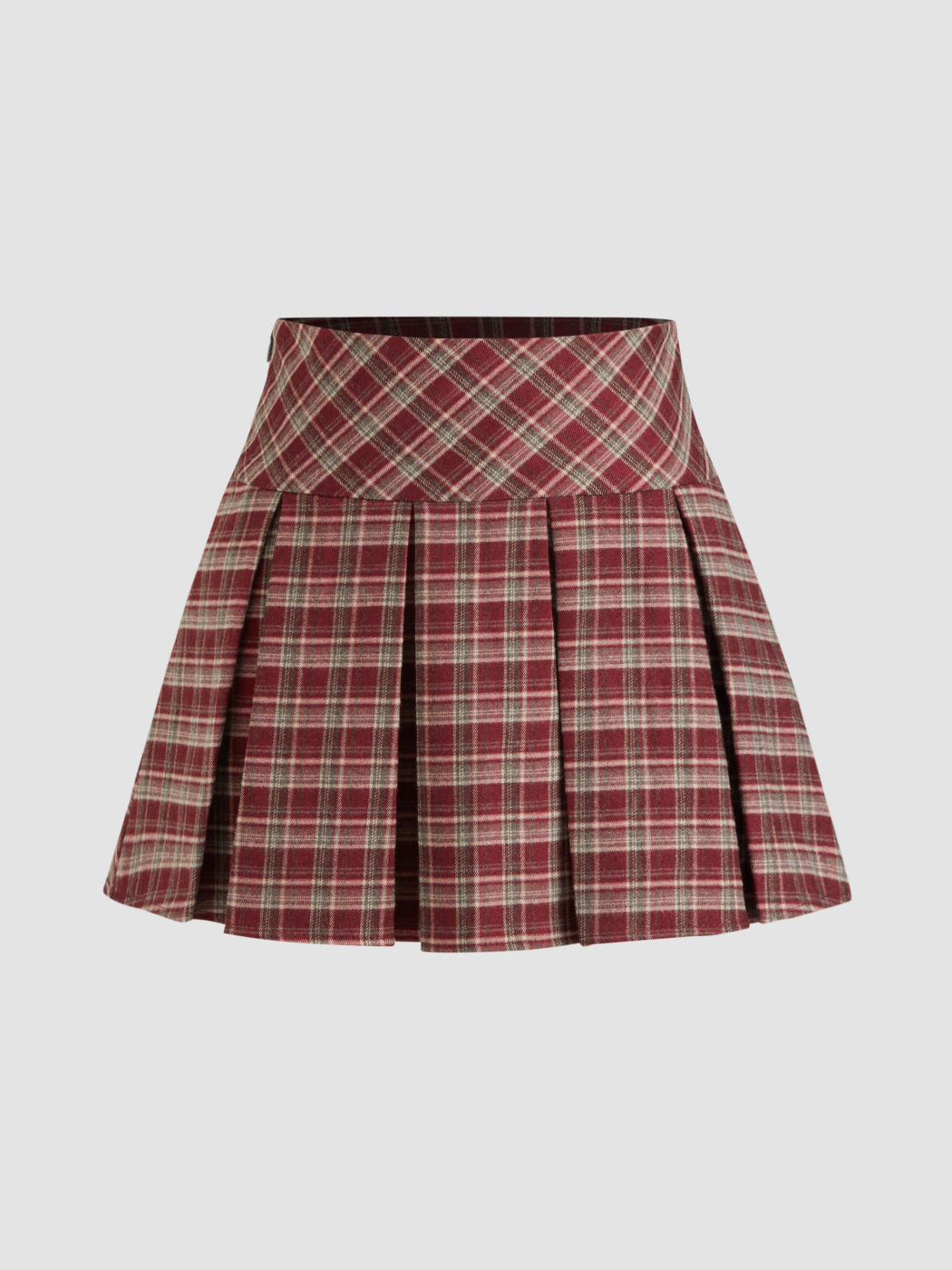 High Rise Check Pleated Skort
