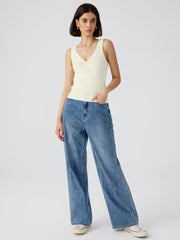 V-neck Solid Knitted Tank Top