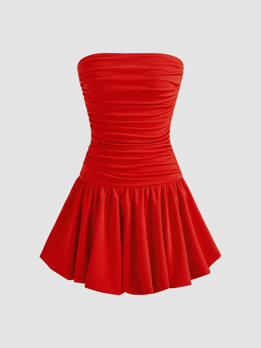 Tube Solid Ruched Mini Dress