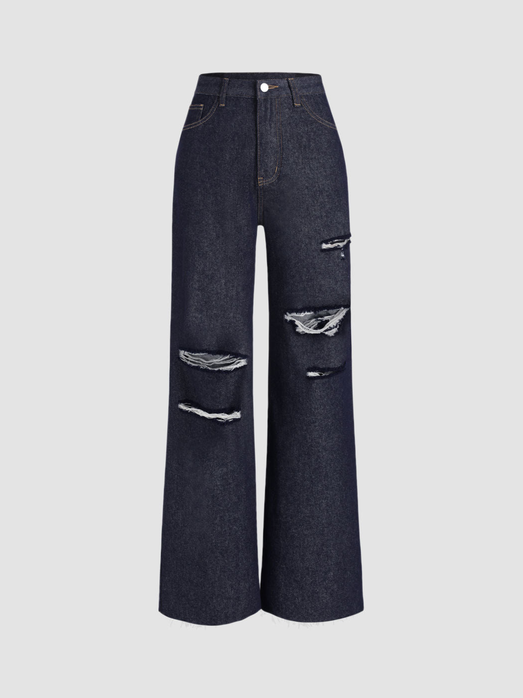 Petite High Waist Ripped Straight Leg Jeans