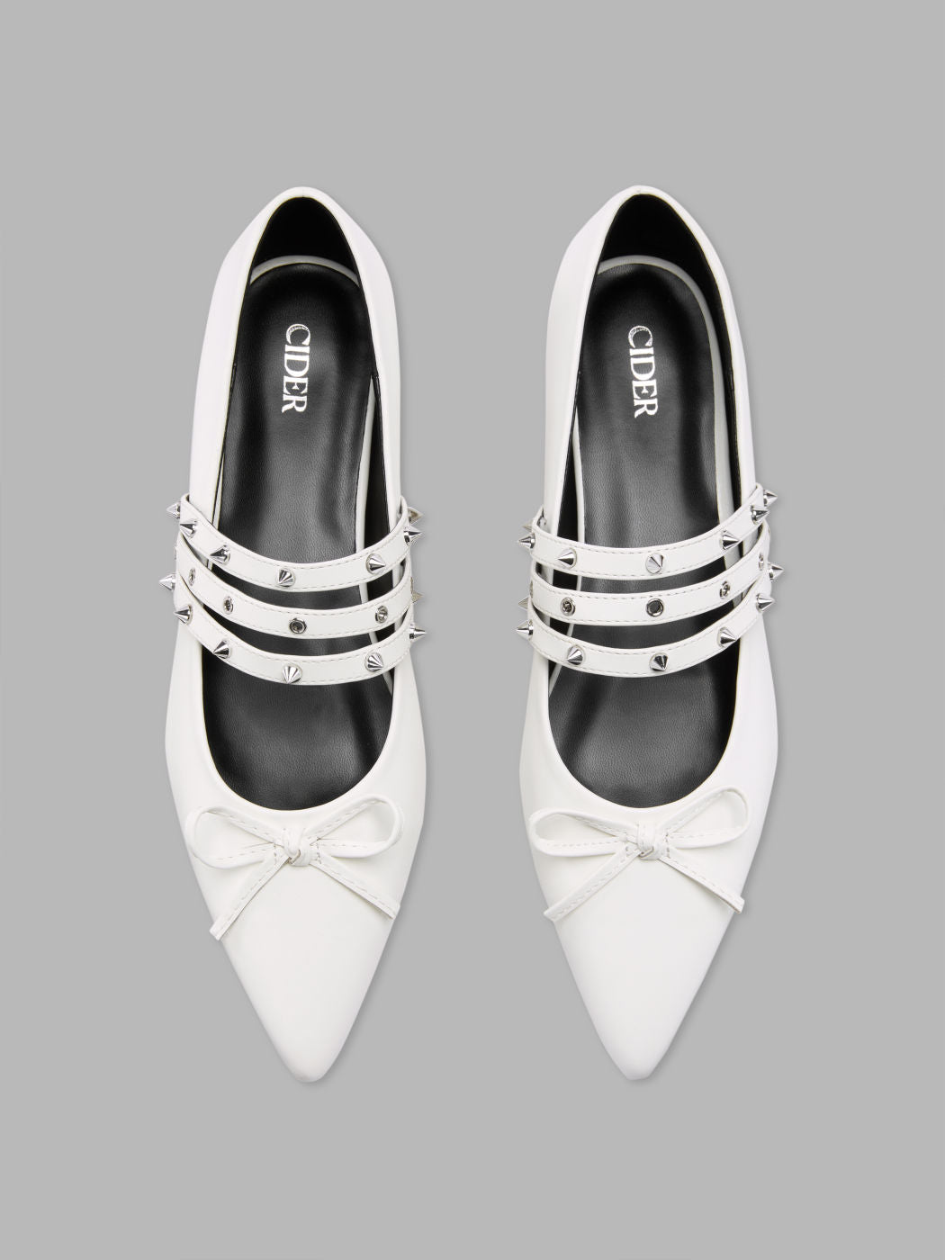 BOWKNOT & STUDDED STRAPPY FLATS