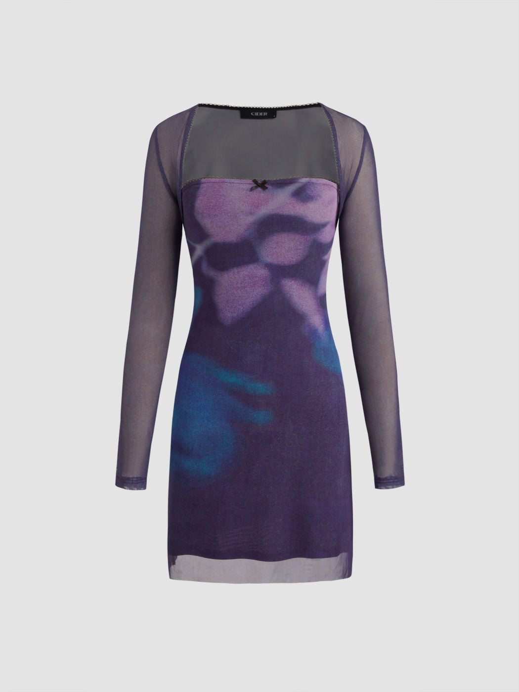 Mesh Tie Dye Bowknot Tube Mini Dress & Mesh Solid Shrug