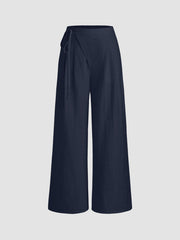 Crossover Waistband Linen Trouser