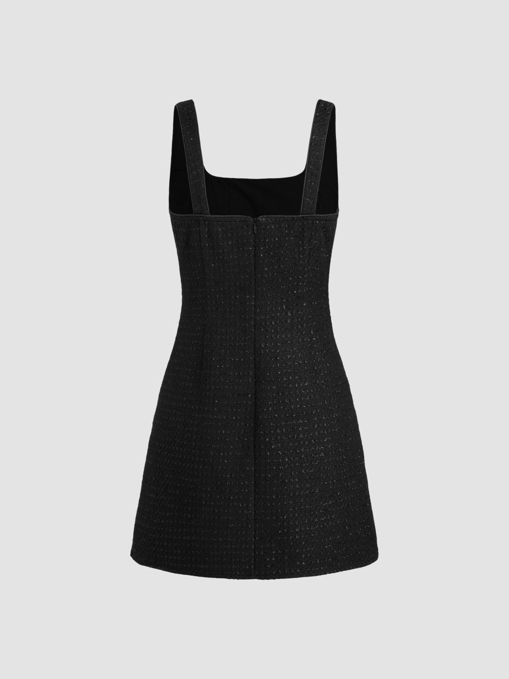 tweed u neckline solid mini dress Cider Tweed Scoop Neck/U-Neck Solid Mini Dress With Pockets Size M