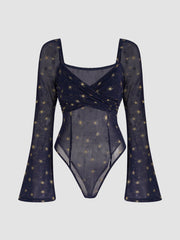 Mesh Sweetheart Glitter Star Bodysuit