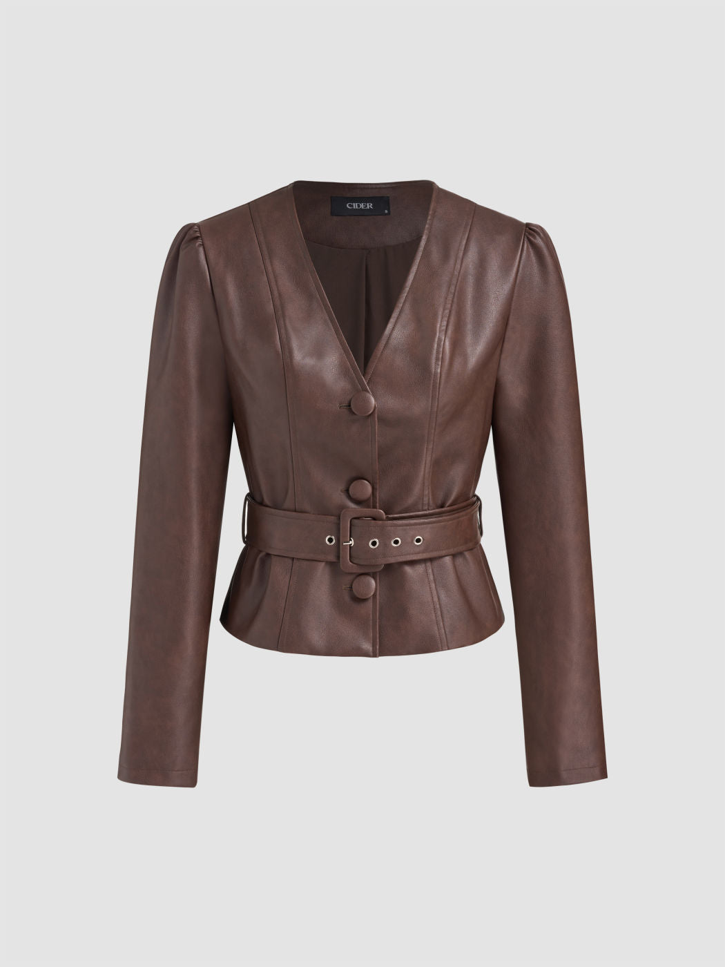 Faux Leather Jacket With Belt