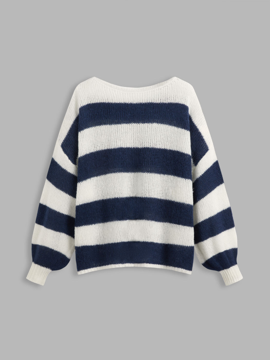 Knit Boat Neck Striped Long Sleeve Sweater
