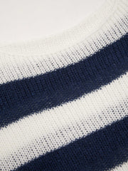 Knit Boat Neck Striped Long Sleeve Sweater