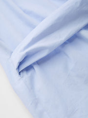 100% Cotton V-neck Solid Knotted Long Sleeve Blouse
