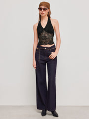 Lace Halter Neckline Bowknot Tank Top