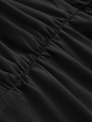 Satin High Neck Solid Zipper Pleated Wide Leg Jumpsuit