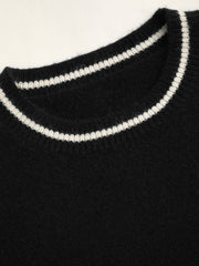 Round Neckline Contrasting Binding Knitted Top