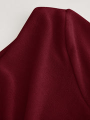 Jersey Cowl Neck Solid Ruched Long Sleeve Top